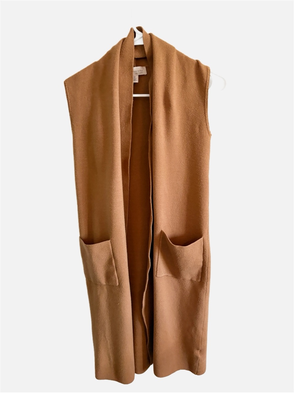 Philosophy Longline Duster Cardigan Sleeveless Brown